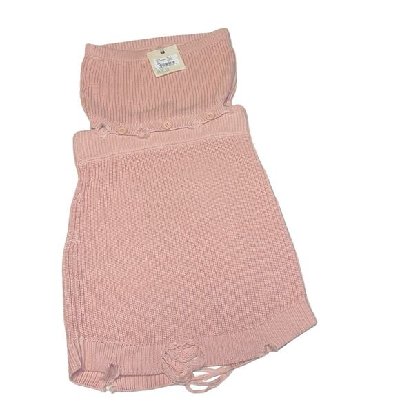 SER.O.YA Lola Strapless Distressed Sweater Mini Dress in Cintz Rose M NWT - Picture 7 of 9